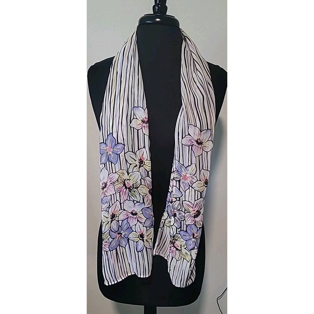 VTG Purple Floral Scarf Boho Cottagecore Romantic